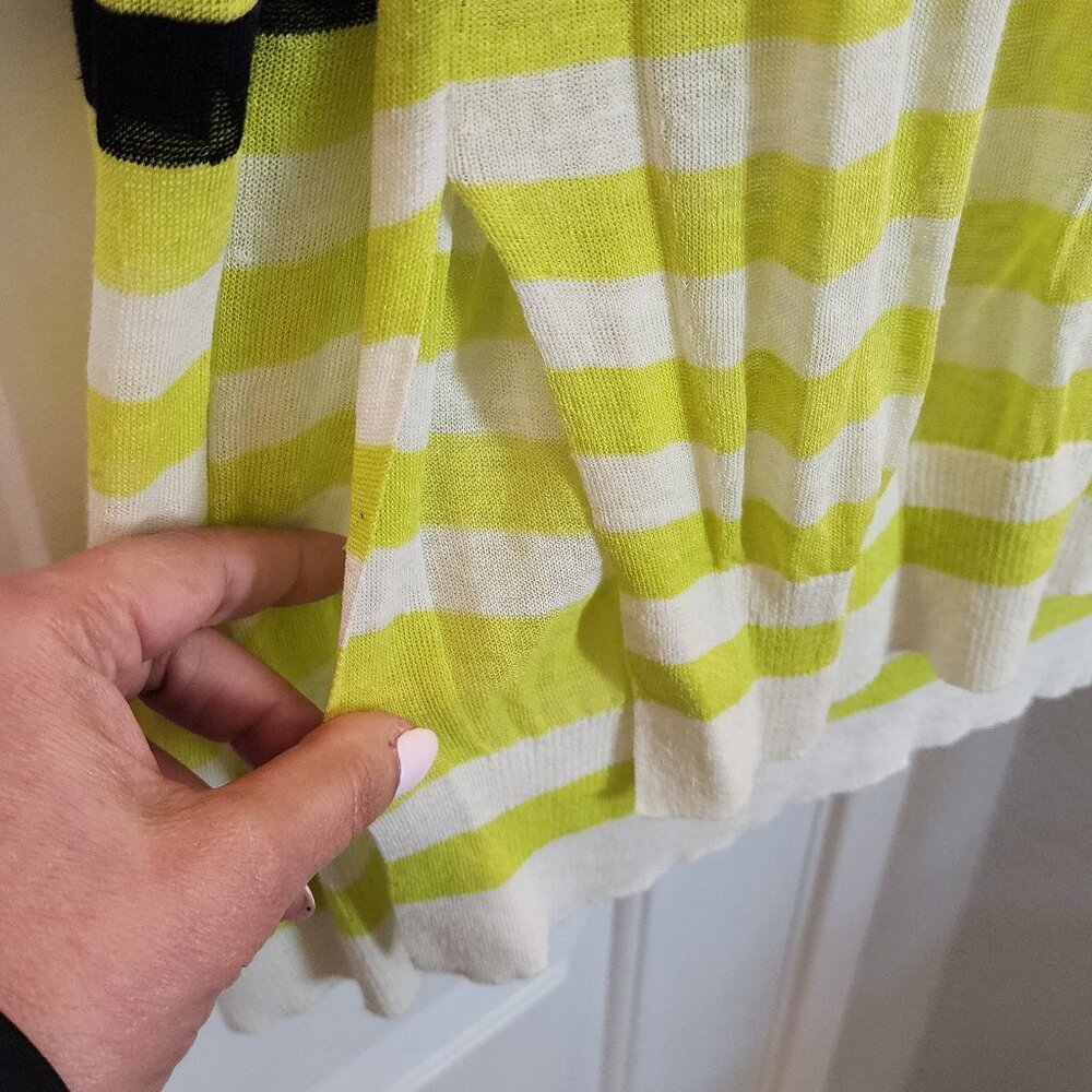 Diane Von Furstenberg Neon Striped Linen Sweater Size XL - Picture 3 of 3